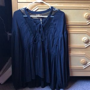 Free People Black Dress Shirt